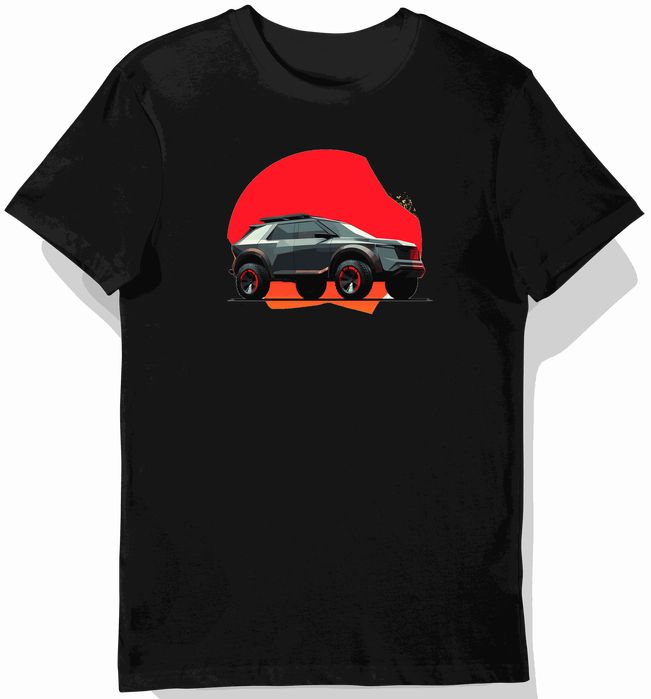 Koszulka męska czarna z futurystycznym SUV-em L