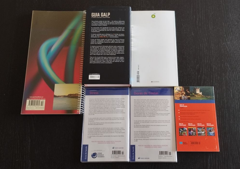 Livros guias - Galp / BP / Porto / Roteiro / Stress / Dores de costas