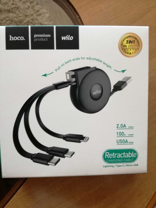 Ładowarka 3w1 micro usb type c for lightning, samochodowa,do komputera