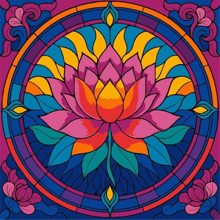 Malowanie po numerach - Witraż. Lotos 30x30cm Ideyka ,300x15 mm