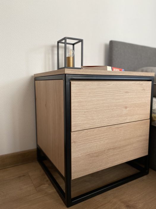 Komplet mebli loft / industrial | stal + dąb królewski| sypialnia