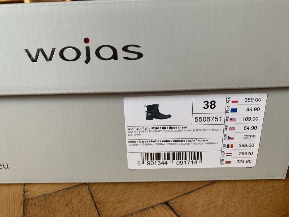 Nowe trzewiki/botki damskie, r.38, Wojas