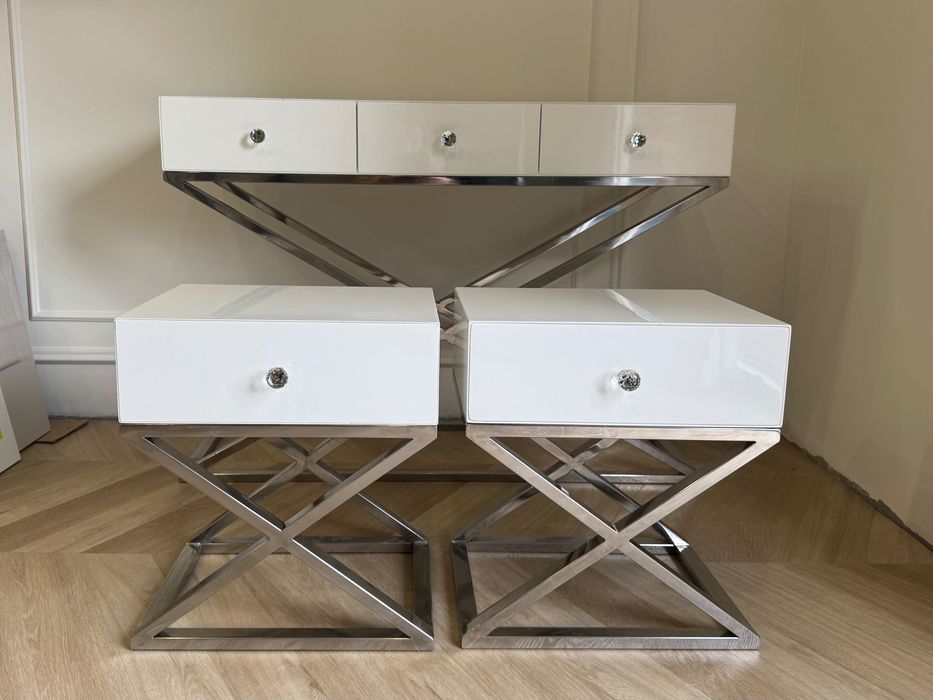 Zestaw toaletka Diosa i 2 x stolik nocny, Acero