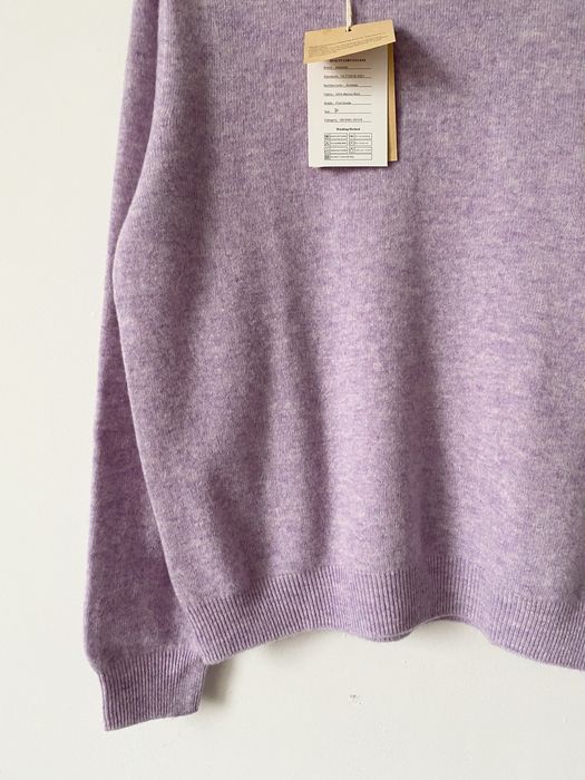 Nowy 100% wełna merino liliowy wrzosowy sweter crewneck dzianinowy