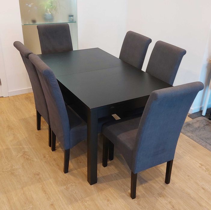 Mesa Jantar extensível Ikea 140-220cm com 6 cadeiras