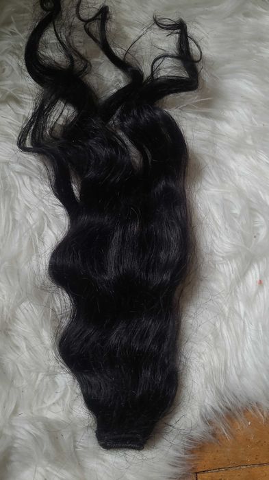 Dopinka, kucyk naturalne włosy 100% czarne 52cm