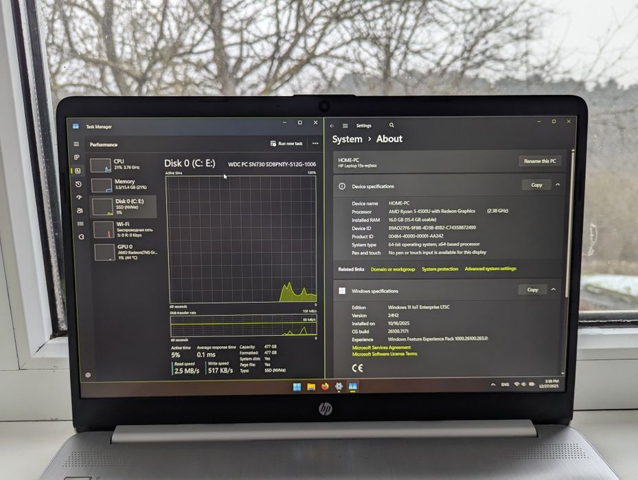 HP Laptop! RYZEN 5 / 16GB DDR4 / 512SSD / 6H Battery