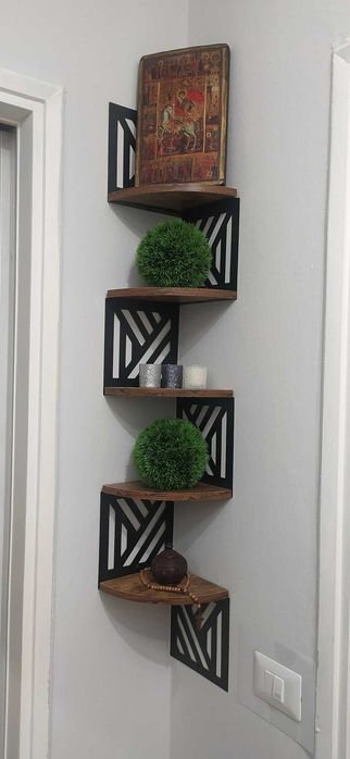 Loftowa narożna dekoracja ścienna kwietnik wzór