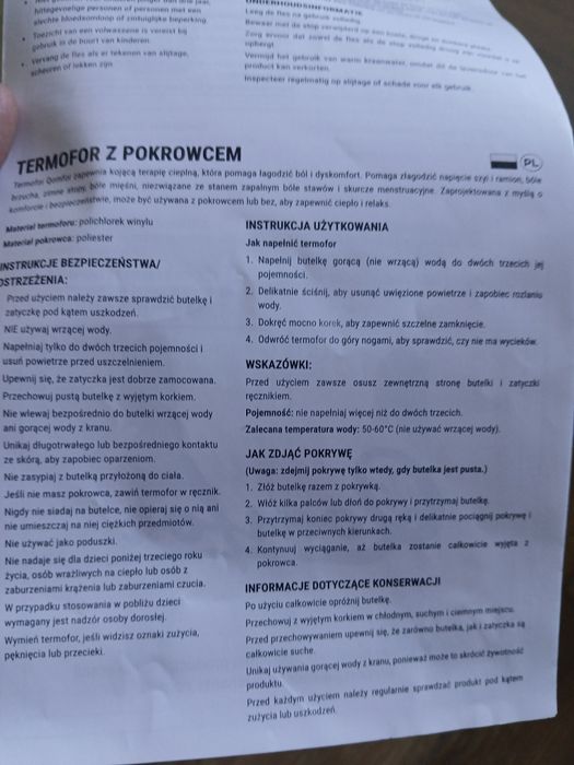 Termofor w pokrowcu miękki ogrzewacz do ciała nowy