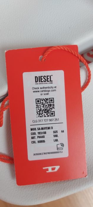 Diesel шльопанці-слайдери, білий колір, чоловічі 28,5-29 см, USA 10.5