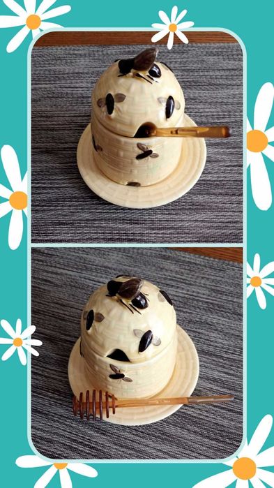 Pojemnik ceramiczny na miód + nabierak do miodu gratis.