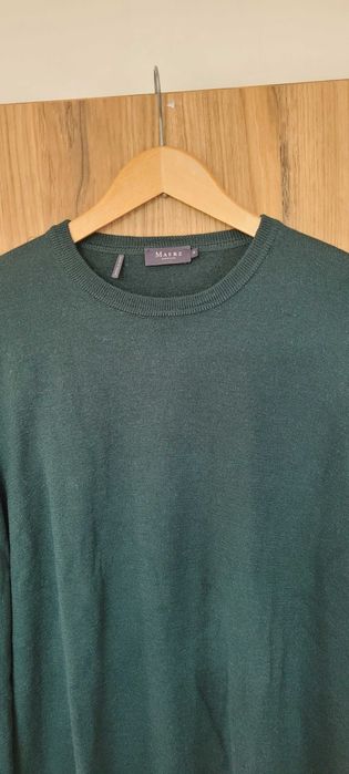 Ciemnozielony męski sweter wełna merino Maerz Muenchen,roz 56