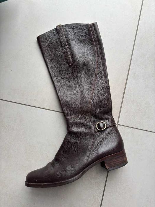 UNISA - Skórzane Kozaki Oficerki - czekoladowe, brazowe, r.38 Stan BD