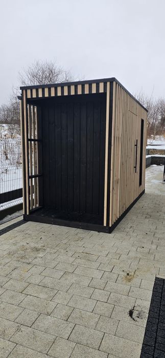Nowoczesny Domek Narzędziowy z drewutnią Modern Box Plus