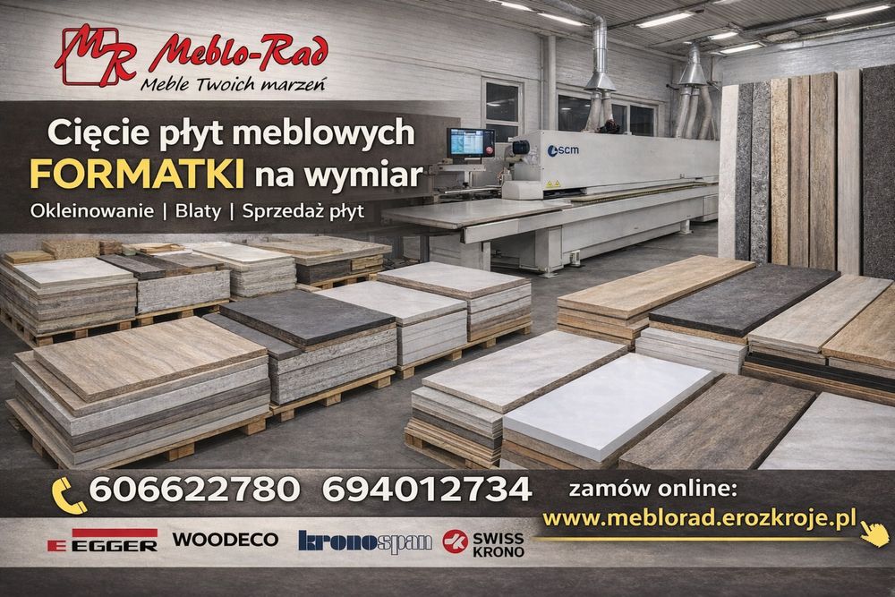 Cięcie i okleinowanie płyt meblowych Formatki na wymiar Płyty i Blaty