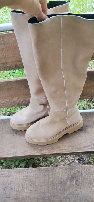 Kozaki 37  Zara zamsz  odpinany korzyszek beżowe