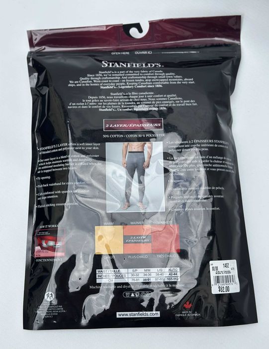 Термоштани Stanfield’s 2 Layer M / термобілизна канадські / теплі штани двошарові / термошнати чоловічі сірі