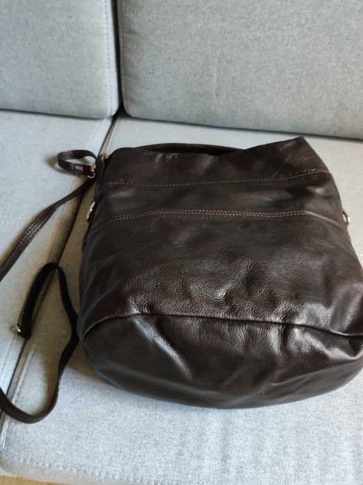 Torba skórzana na ramię w kolorze czekoladowym