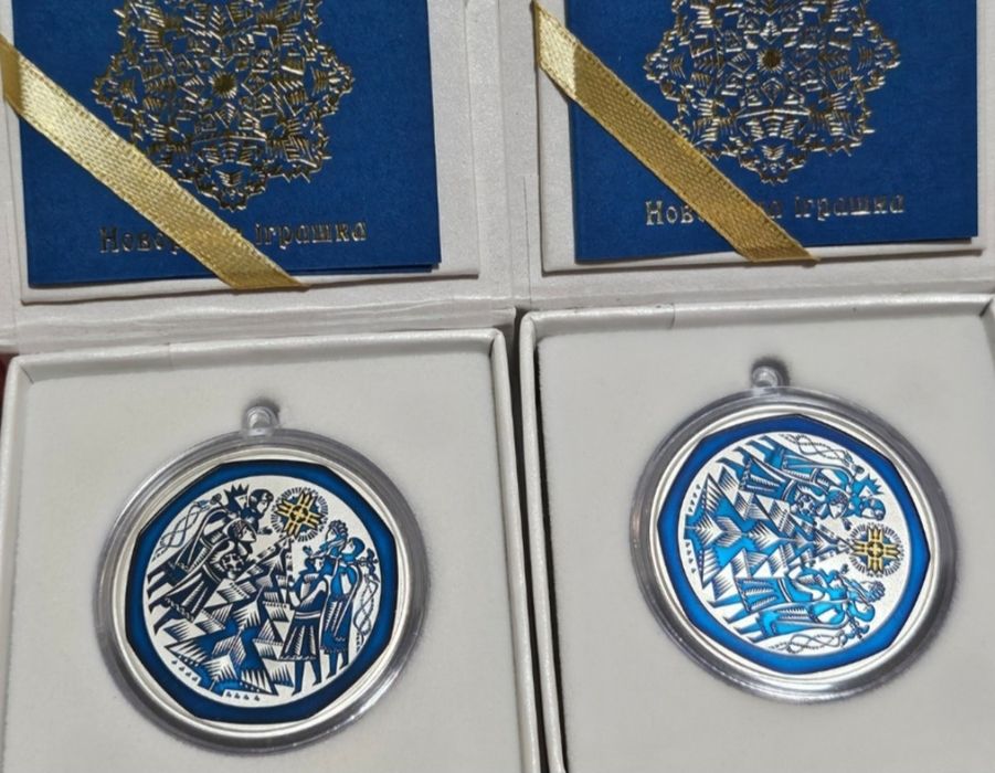 Новорічна іграшка монета НБУ срібло срібна