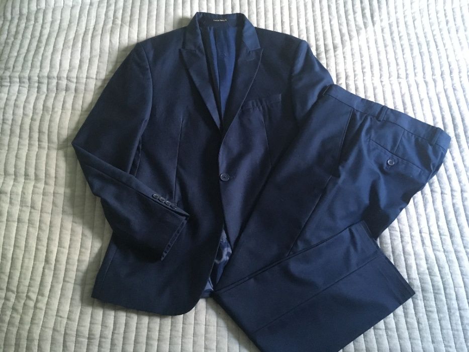 Garnitur męski granatowy gładki Daniel Perry jak nowy