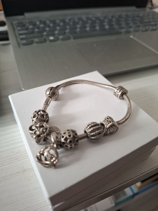 Bransoletka pandora z charmsami 19cm