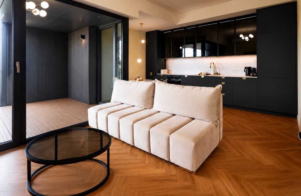 Sofa rozkładana beżowa