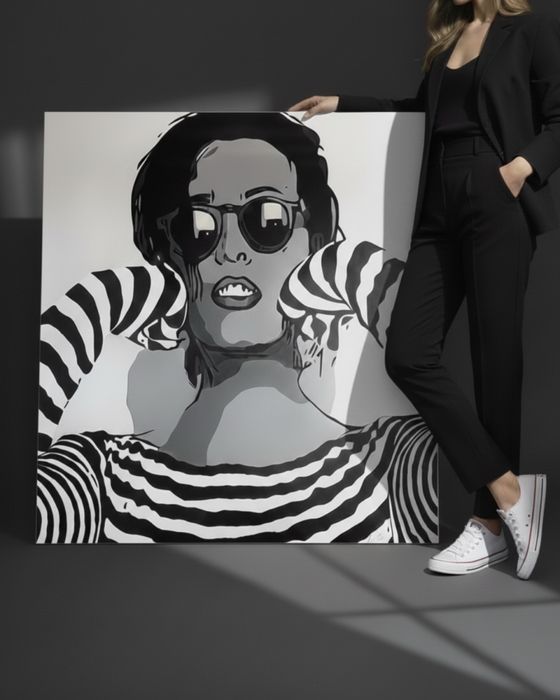 Duży obraz 120x120cm recznie malowany