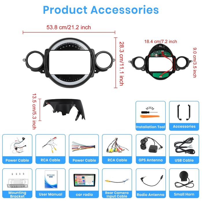 Rádio Android Mini R55 Clubman 2007-13 CARPLAY WIFI GPS 4/64GB BT novo