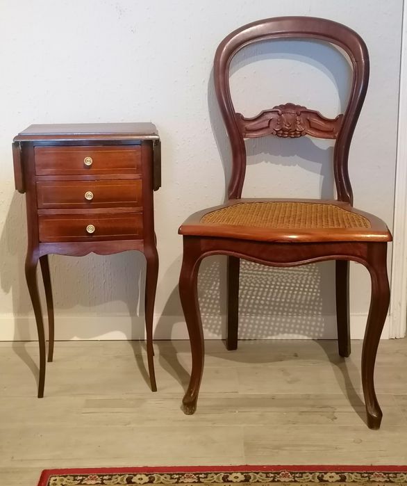Mesa com abas (apoio, mesinha cabeceira) "sofa wine table" tipo Inglês
