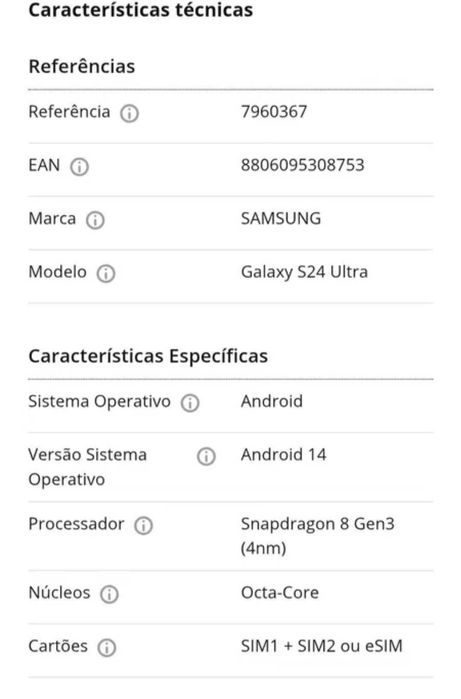 Smartphone SAMSUNG Galaxy S24 Ultra (6.8'' - 12 GB - 256 GB)