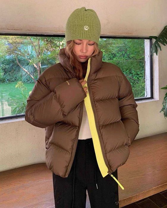 Жіноча утеплена куртка в коричневому кольорі / Куртка зимова шоколадна