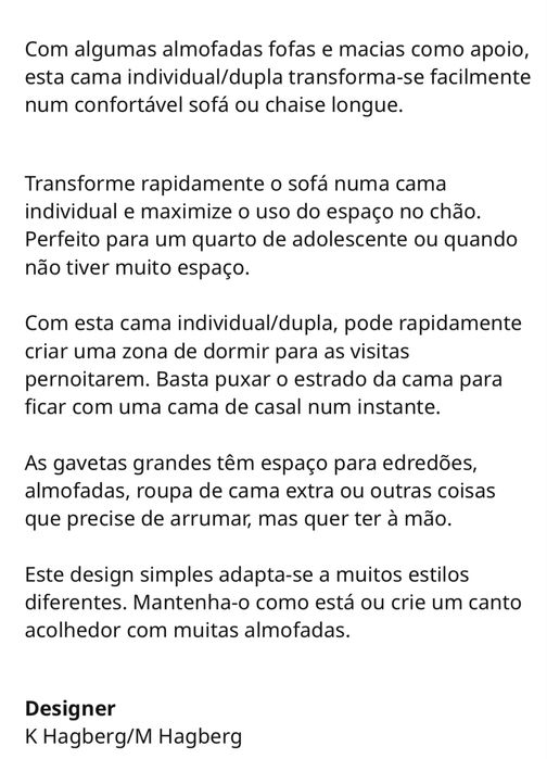 Cama individual/dupla com duas gavetas