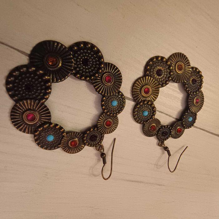 Kolczyki duże metalowe koła / biżuteria / boho