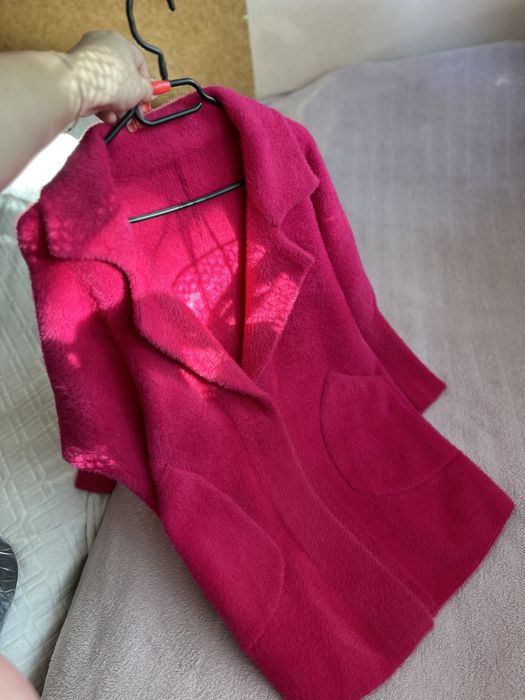 Alpaka różowa , ciepła narzutka , kurtka