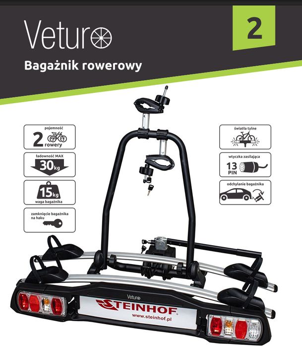 Platforma bagażnik na hak 2 rowery Steinhof VETURO 2 II ODCHYLANA
