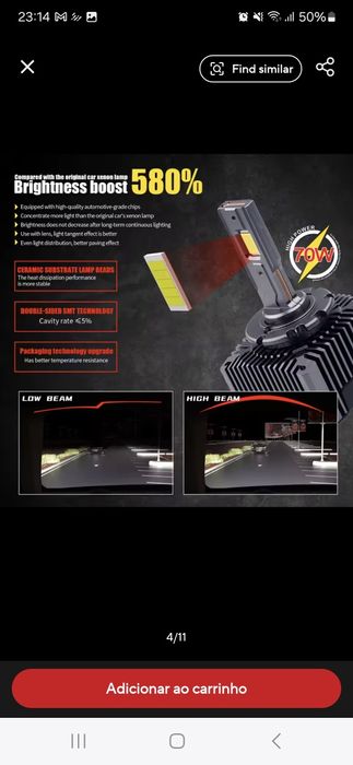 Lâmpadas Led d1s novas em caixa