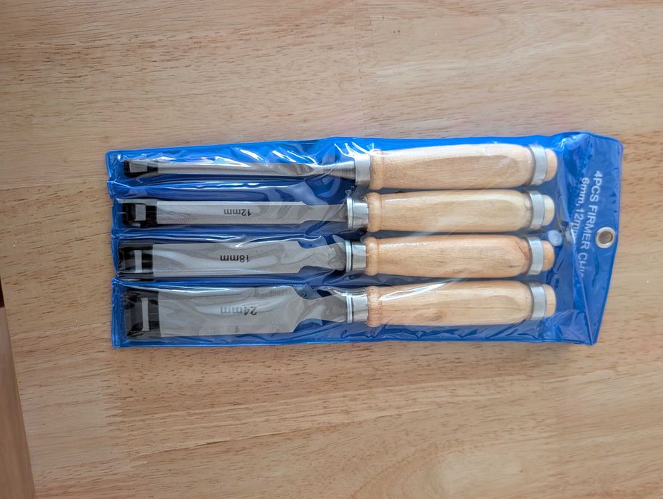 QWORK - Conjunto de 4 Cinzéis para Madeira – 6, 12, 19 e 24 mm
