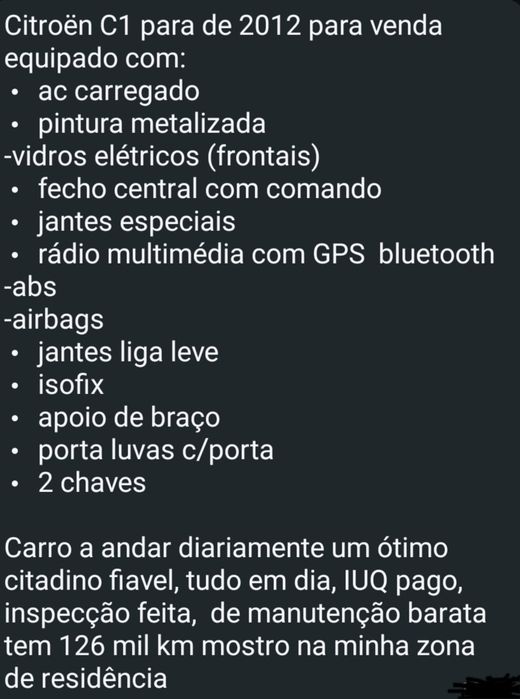 Citroen C1 poucos km tudo em dia