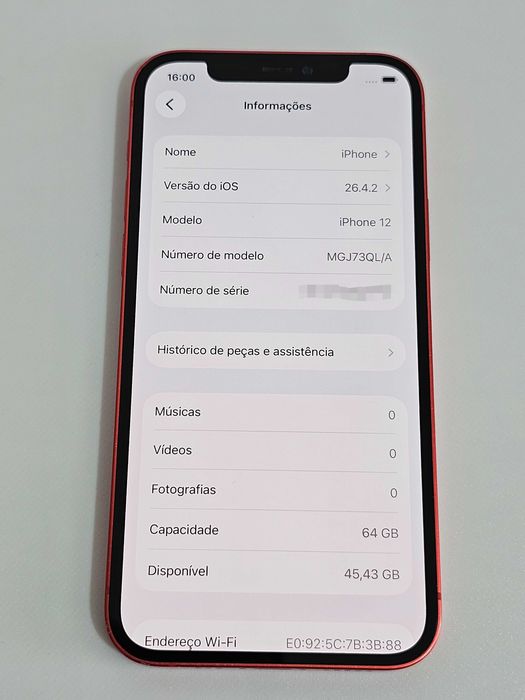 Iphone 12 64Gb. 100% Bateria. Excelente.
