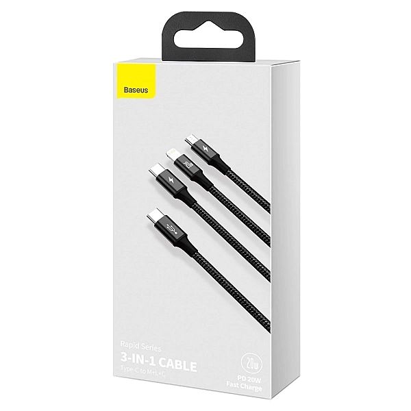 Kabel Baseus Rapid Series 3w1 USB-C - USB-C / Lightning / micro USB 20