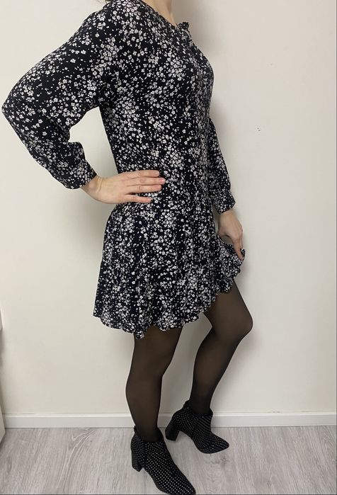 Sukienka jak nowa zara czarna w kwiatki oversize xs/s/m