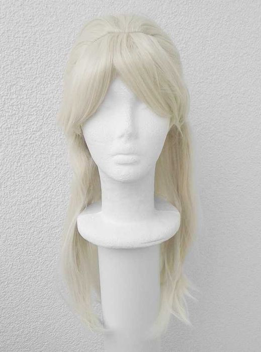 Barbie blond peruka z grzywką kitką cosplay wig długa przebranie