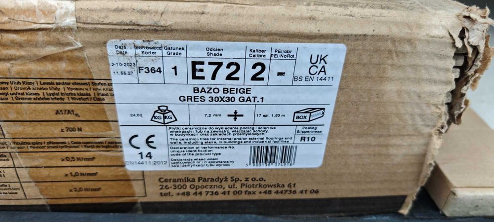 Płytki paradyż 1,57 M2 paczka