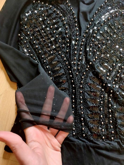 Body tiul siateczka dżety cekiny nowe bez metki