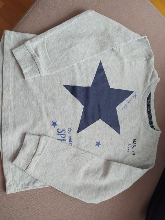 Bluza dziewczęca 146  szara z nadrukiem