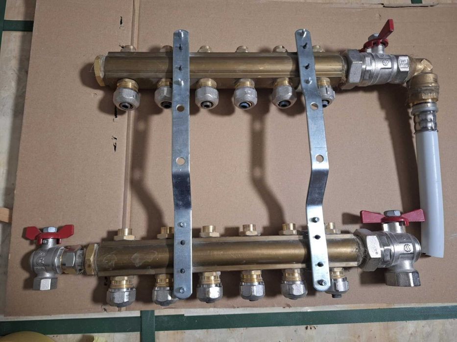 rozdzielacz mosiężny 6 sekcji, do grzejników, podłogówki. NOWY