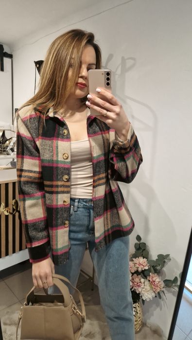 Koszula w kratę kurtka koszulowa wiosna XS S M L Varlesca chicaca