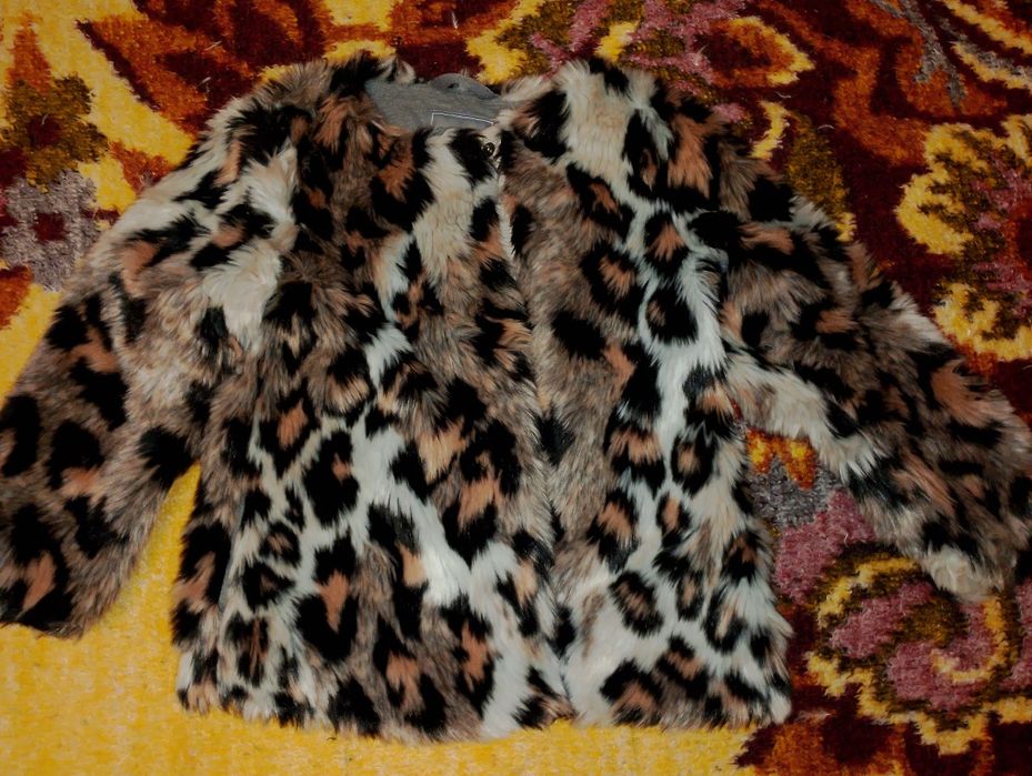 Шубка леопард для дівчинки трендова шубка next