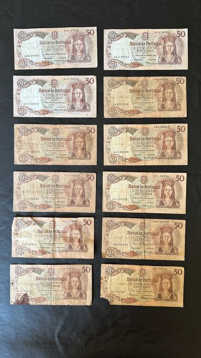 Lote 12 Notas - 50 Escudos - (1964)