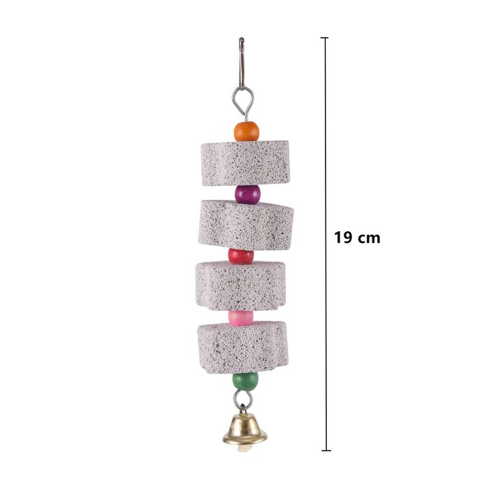 Brinquedo para aves 19cm, com pedra mineral, com sino